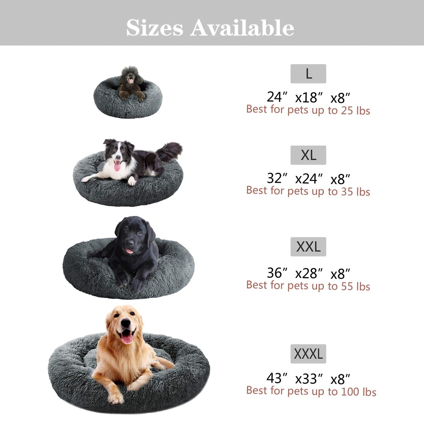 Mirkoo Round Bed for Small Medium Large Dogs, Ultra Soft Pet Bed Machine Washable