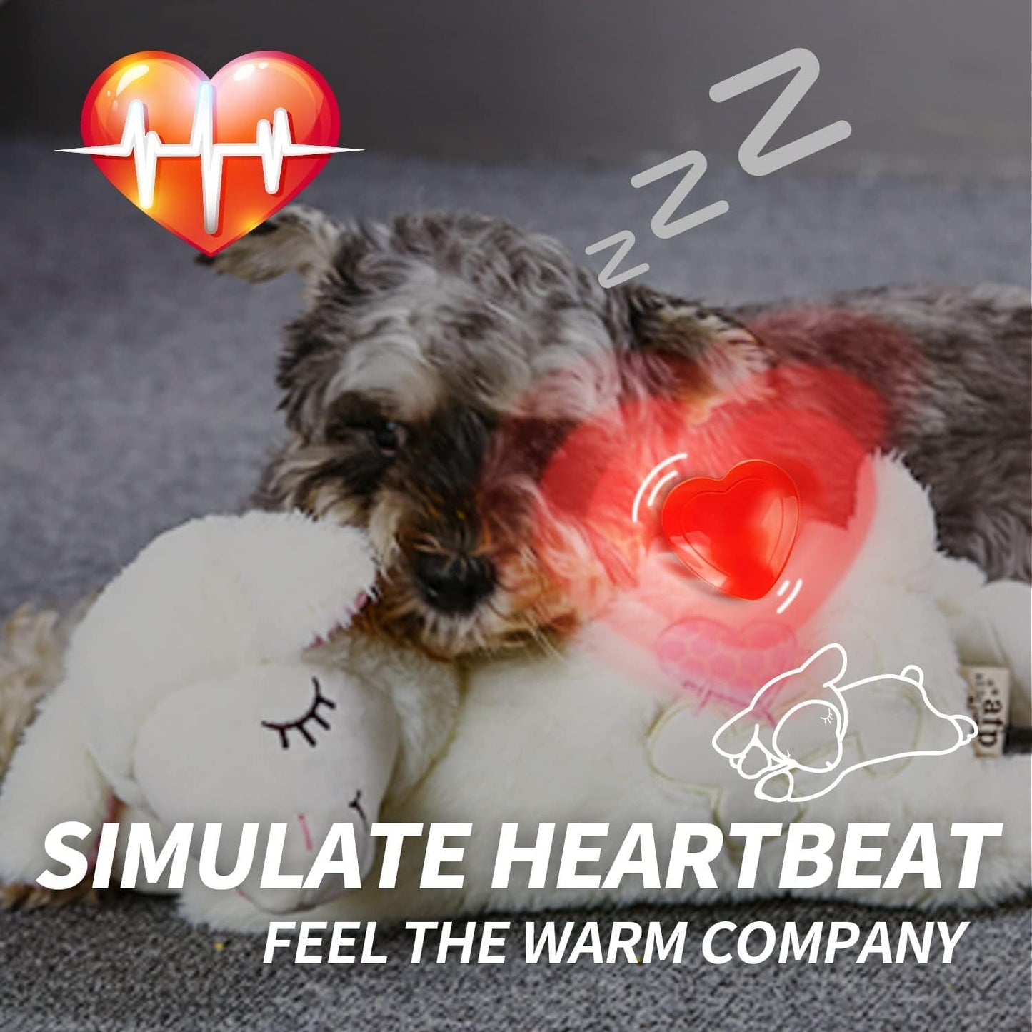 ALL FOR PAWS Little Buddy Heart Beat Sheep, Puppy Toy With Heartbeat Dog Training Toy For Separation Anxiety Relief Behavioral Aid For Pets