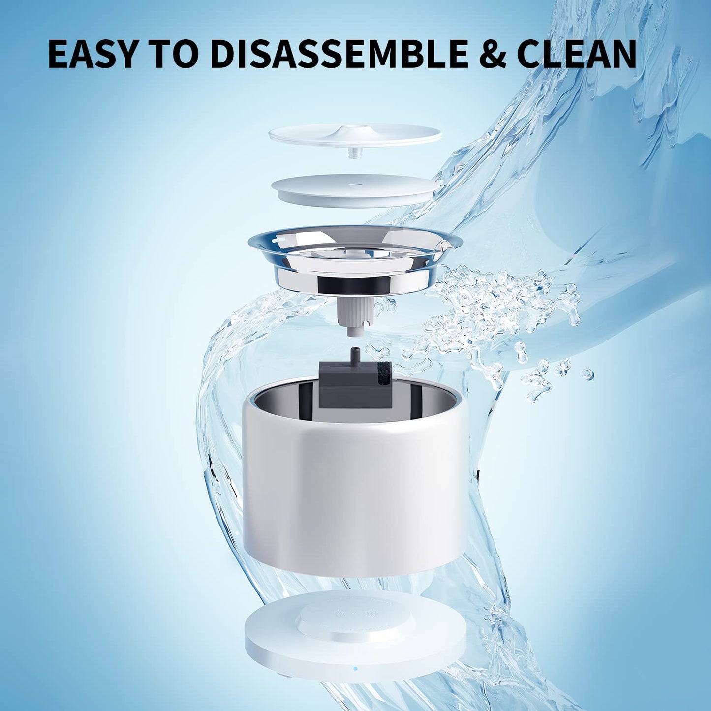 PETKIT Cat Water Fountain, UVC Wireless Pump, APP Control, 1.8L Cat Fountain Stainless Steel, Ultra Quiet, Hygienic Fresh Water for Cats Dogs, 3 Working Mode, Smart LED Light, Activated Carbon Filter