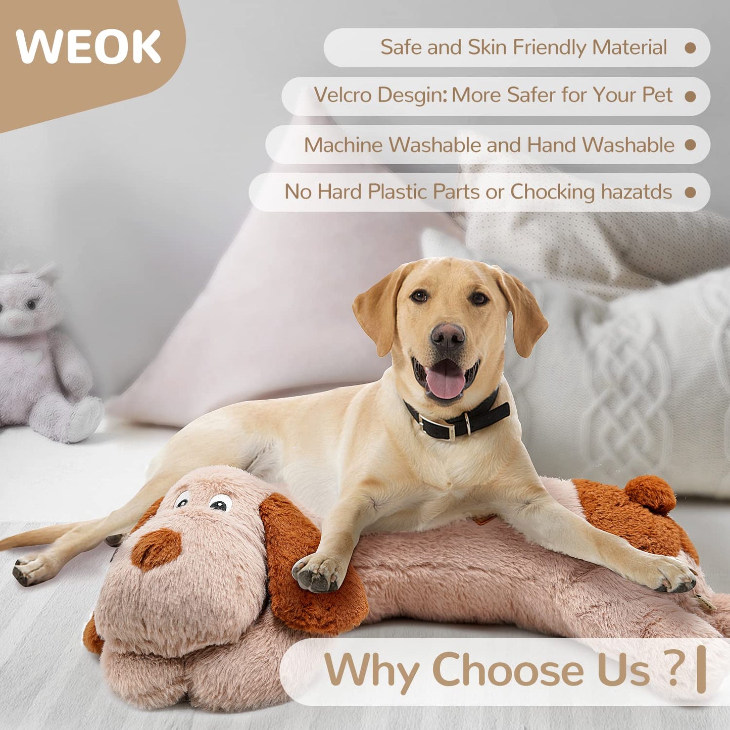 WEOK Heartbeat Puppy Toy with Heat Packs for Pets,Dog Heartbeat Toy for Separation Anxiety Relief Behavioral Training Aid Toy, Heartbeat Stuffed Animal for Puppy Calming Aid Behavioral Aid