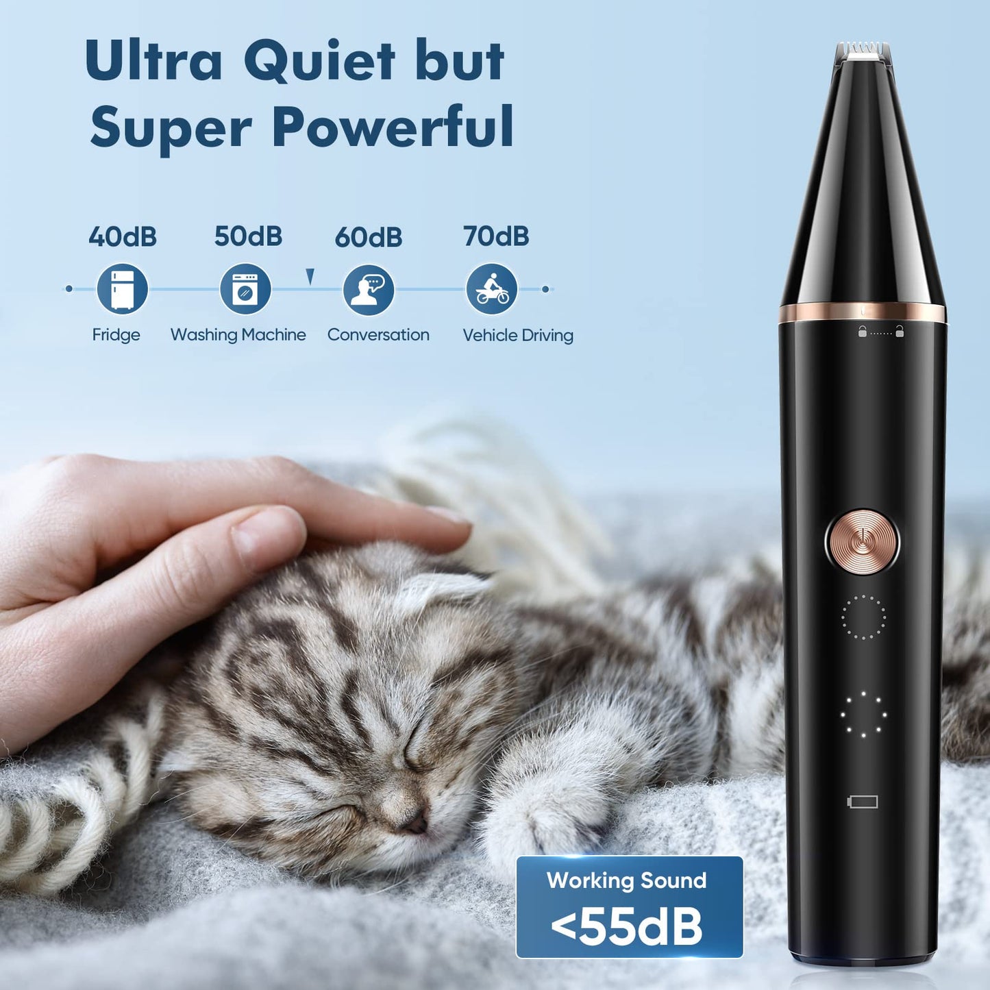 oneisall Cat Clippers with Double Blades,Silent Cat Paw Trimmer,Paw Trimmer Shaver for Cats Dogs Hair Between Paws,Face,Ears,Eyes