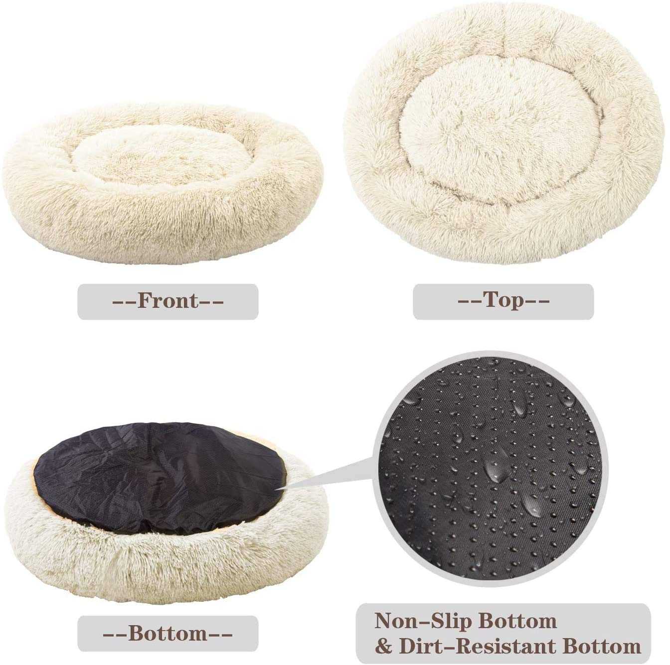 Mirkoo Round Bed for Small Medium Large Dogs, Ultra Soft Pet Bed Machine Washable