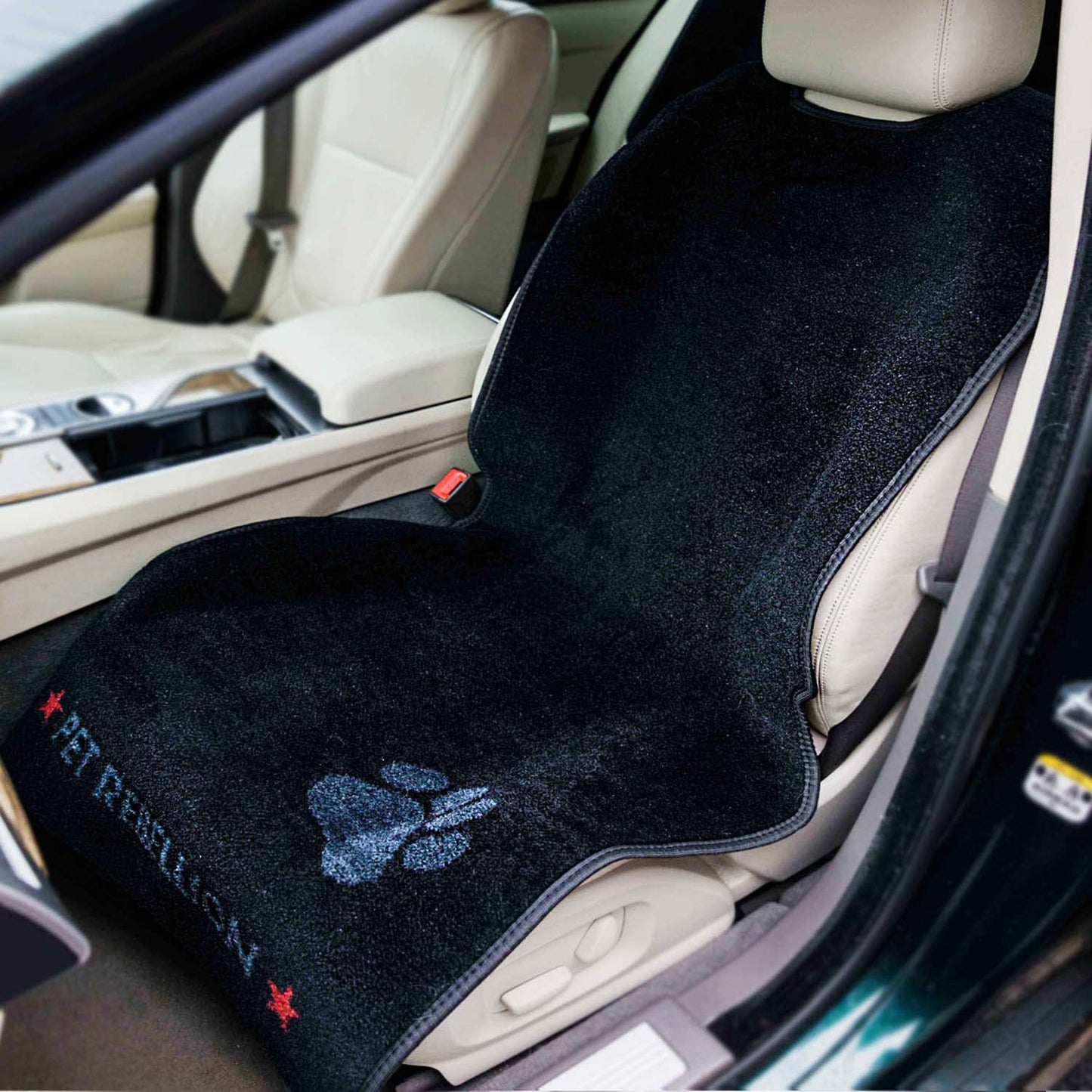 Pet Rebellion Dog Car Seat Cover Set | Universal, Absorbent, Non-Slip, Scratch Proof, Washable Slim Seat Carpet Set, Travel Car Seat Protector for Backseat