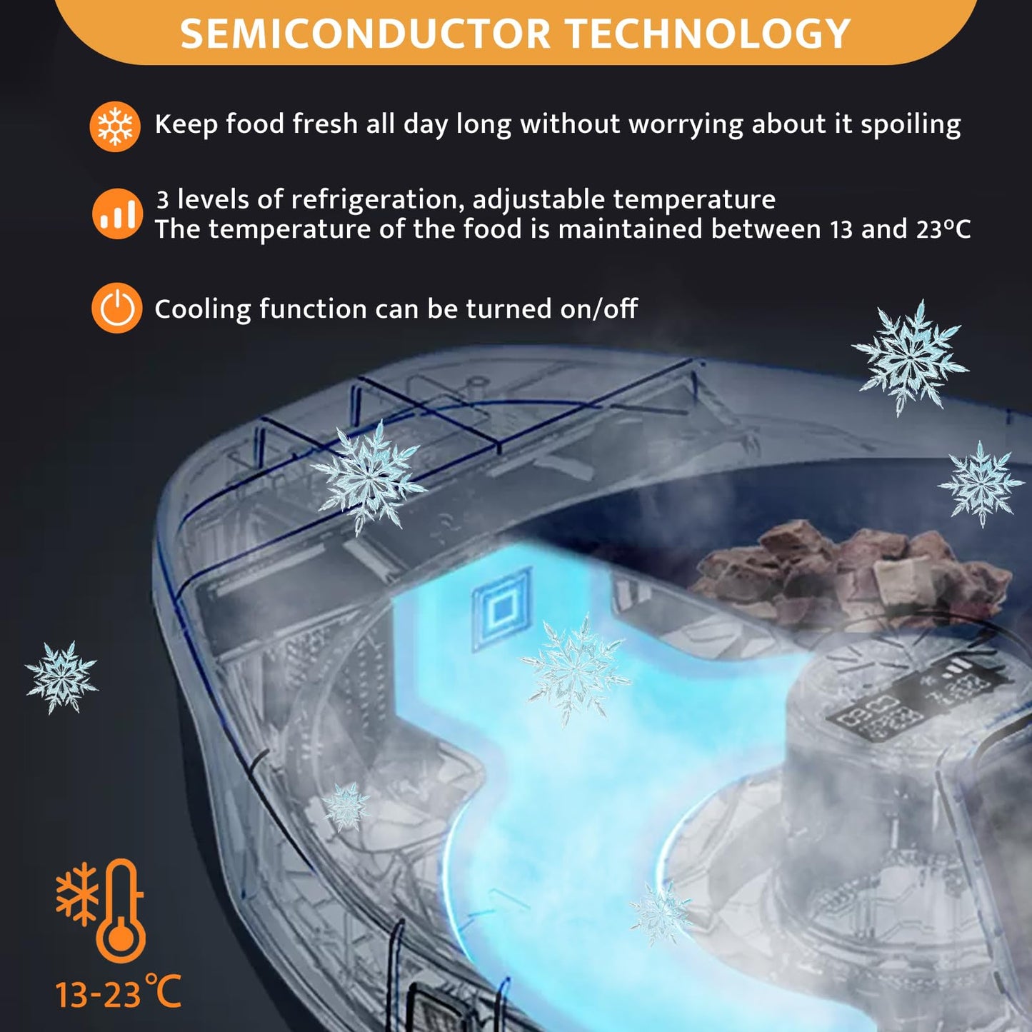 UBPET Automatic Cat Feeder Wet Food with Cooling, Semiconductor Refrigeration, with Timer, 5 Food Compartments for 330g Pet Food Each, Premium Meal Plates, Washable, for Cats Dogs