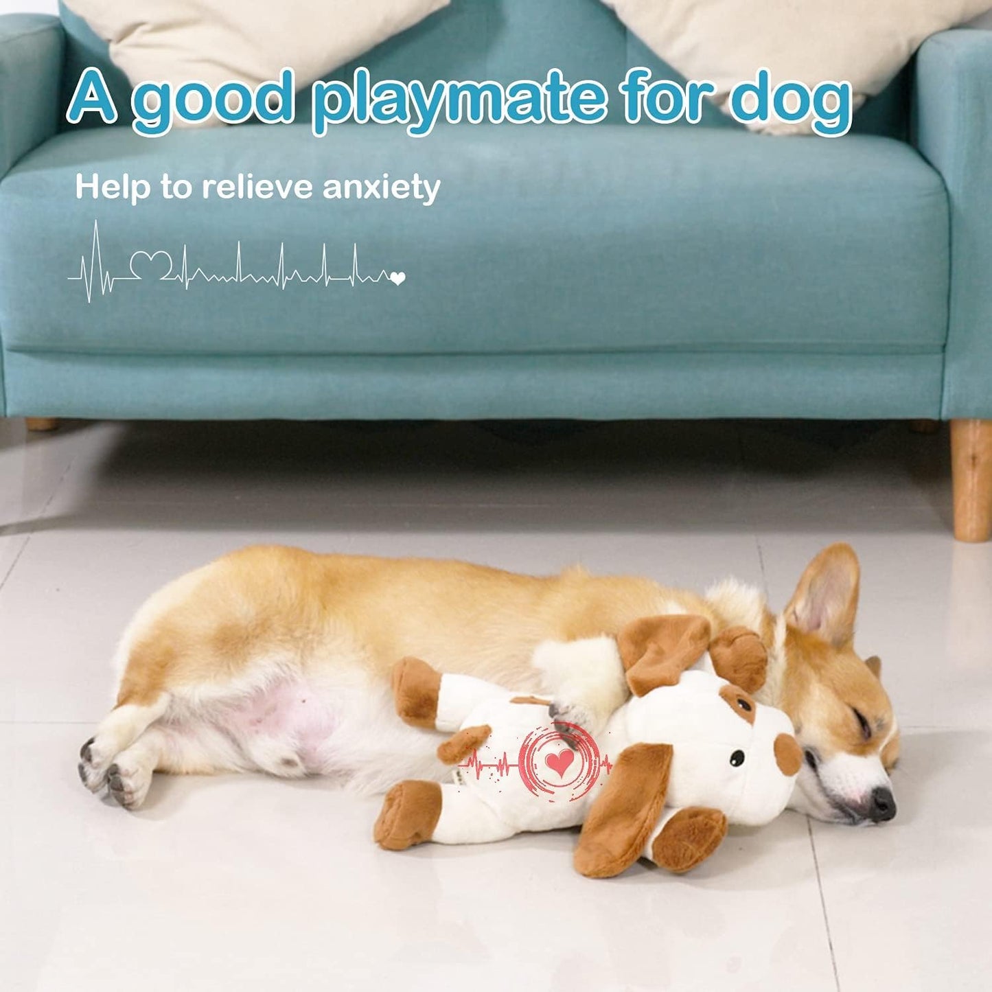 WEOK Heartbeat Puppy Toy with Heat Packs for Pets,Dog Heartbeat Toy for Separation Anxiety Relief Behavioral Training Aid Toy, Heartbeat Stuffed Animal for Puppy Calming Aid Behavioral Aid