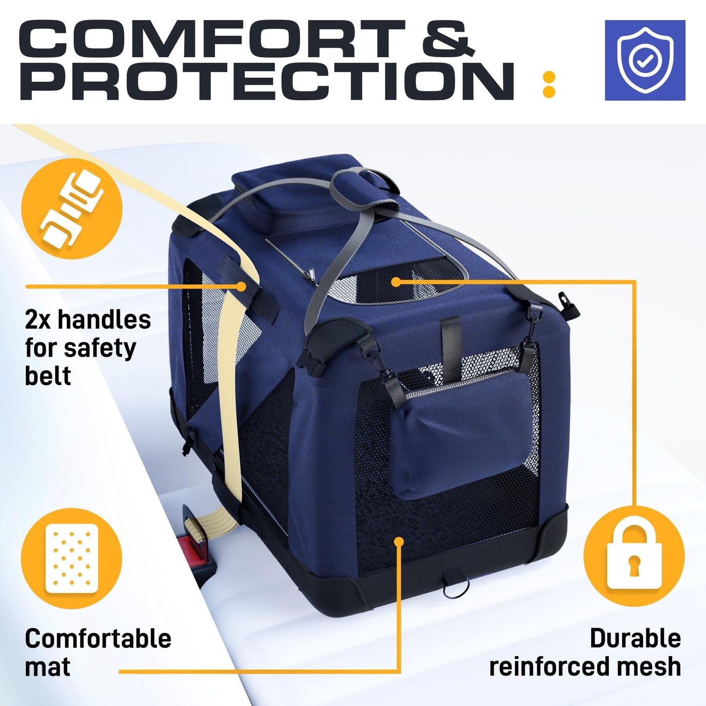 PetProved Dog Travel Crate Dog Carrier Cat Carrier Large Pet Carrier for Medium Dogs Puppy Carrier Soft Fabric Dog Car Crate Collapsible for Car