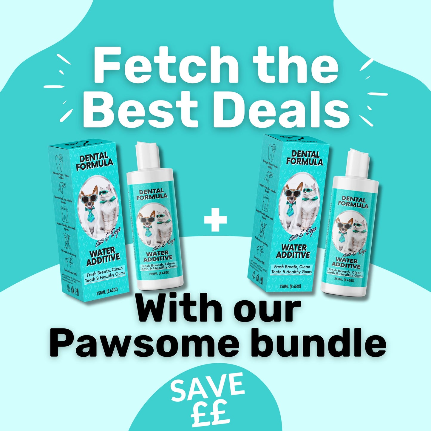 NutriPaw Dental Formula Water Additive For Dogs & Cats - Clean Teeth, Healthy Gums & Fresh Breath - Manage Plaque & Tartar Build-Up - Fuss-Free - No Brushing Needed - Cat/Dog Mouthwash & Oral Health