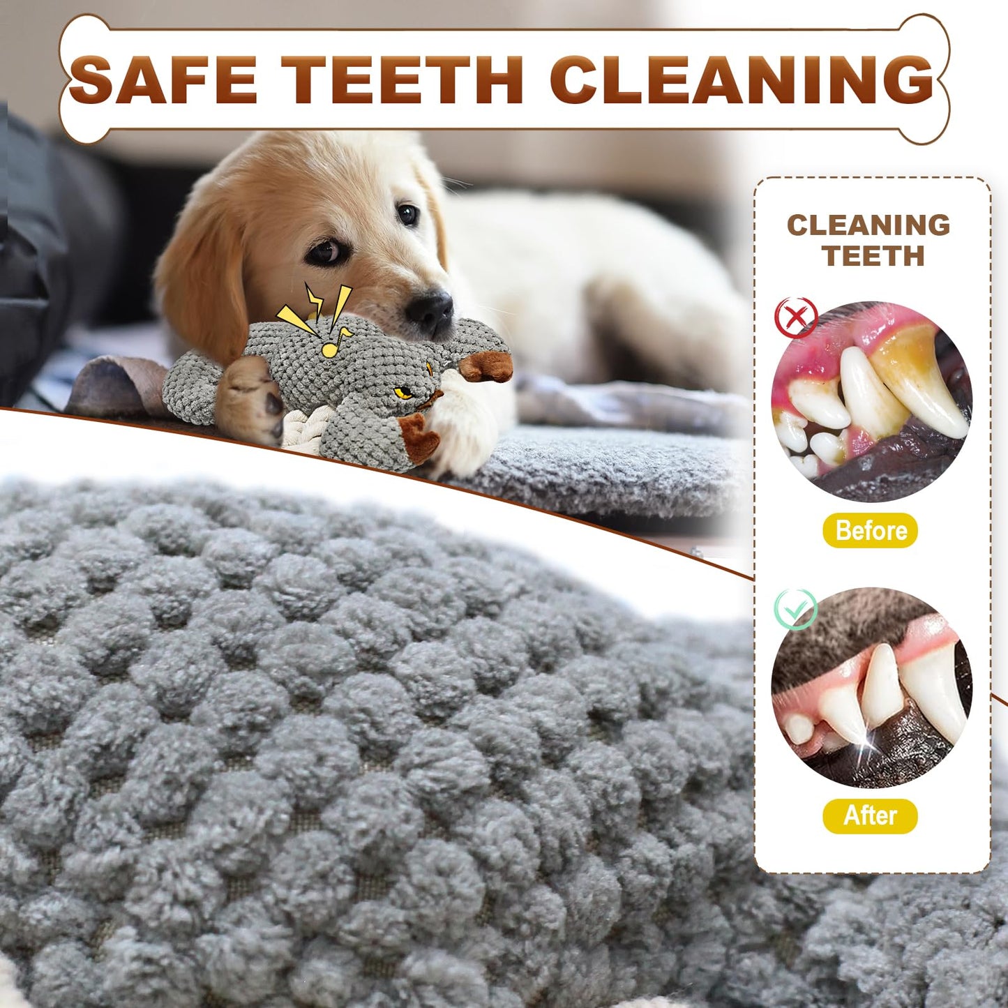 ROSAUI Dog Toys, 2PCS Plush Squeaky Cockatoo Dog Toy - Interactive and Dental Cleaning Pet Chew Toy for All Breed Sizes Dog