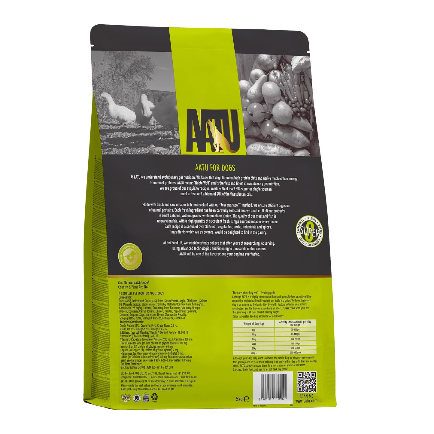 AATU 80/20 Dry Dog Food, Salmon, High Protein, Grain Free Recipe, No Artificial Ingredients