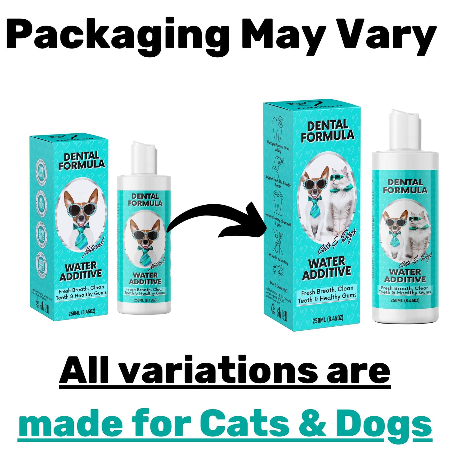 NutriPaw Dental Formula Water Additive For Dogs & Cats - Clean Teeth, Healthy Gums & Fresh Breath - Manage Plaque & Tartar Build-Up - Fuss-Free - No Brushing Needed - Cat/Dog Mouthwash & Oral Health