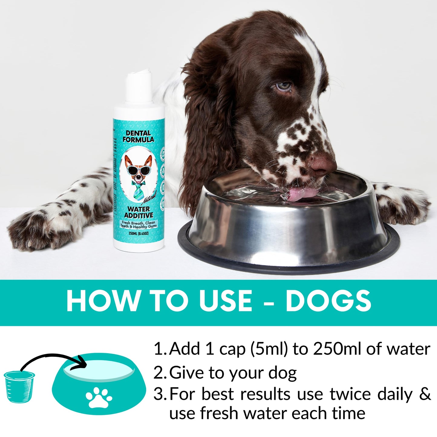 NutriPaw Dental Formula Water Additive For Dogs & Cats - Clean Teeth, Healthy Gums & Fresh Breath - Manage Plaque & Tartar Build-Up - Fuss-Free - No Brushing Needed - Cat/Dog Mouthwash & Oral Health