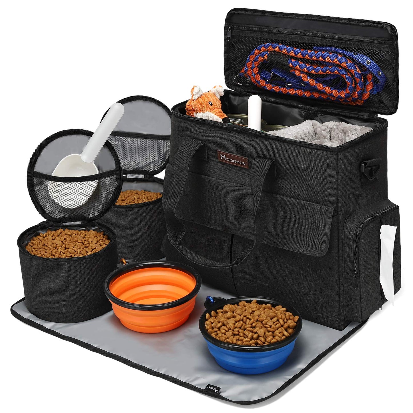 MODOKER Airline Approved Pet Travel Bag, Weekend Travel Set for Dog and Cat, Tote Organizer with Multi-Function Pockets