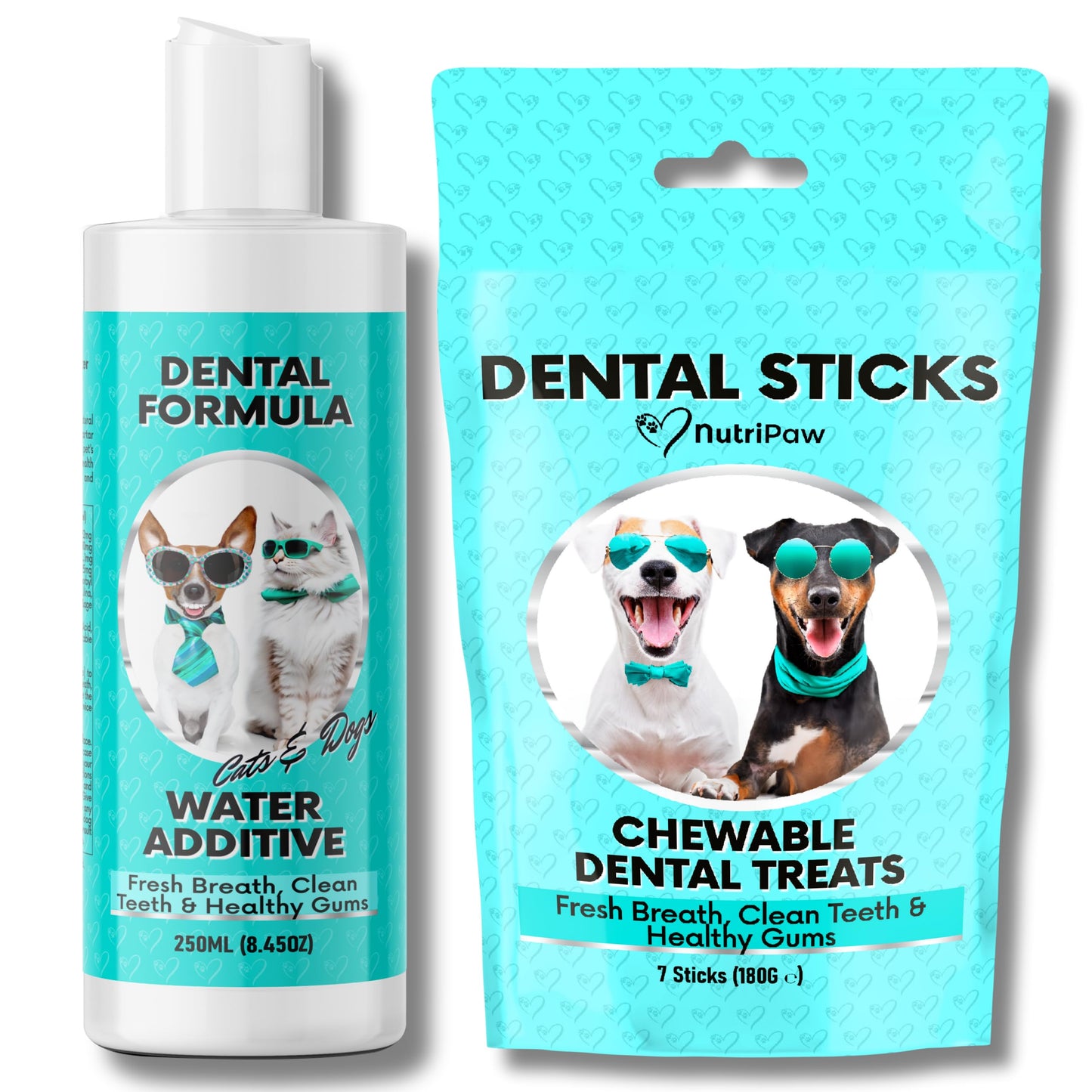 NutriPaw Dental Formula Water Additive For Dogs & Cats - Clean Teeth, Healthy Gums & Fresh Breath - Manage Plaque & Tartar Build-Up - Fuss-Free - No Brushing Needed - Cat/Dog Mouthwash & Oral Health