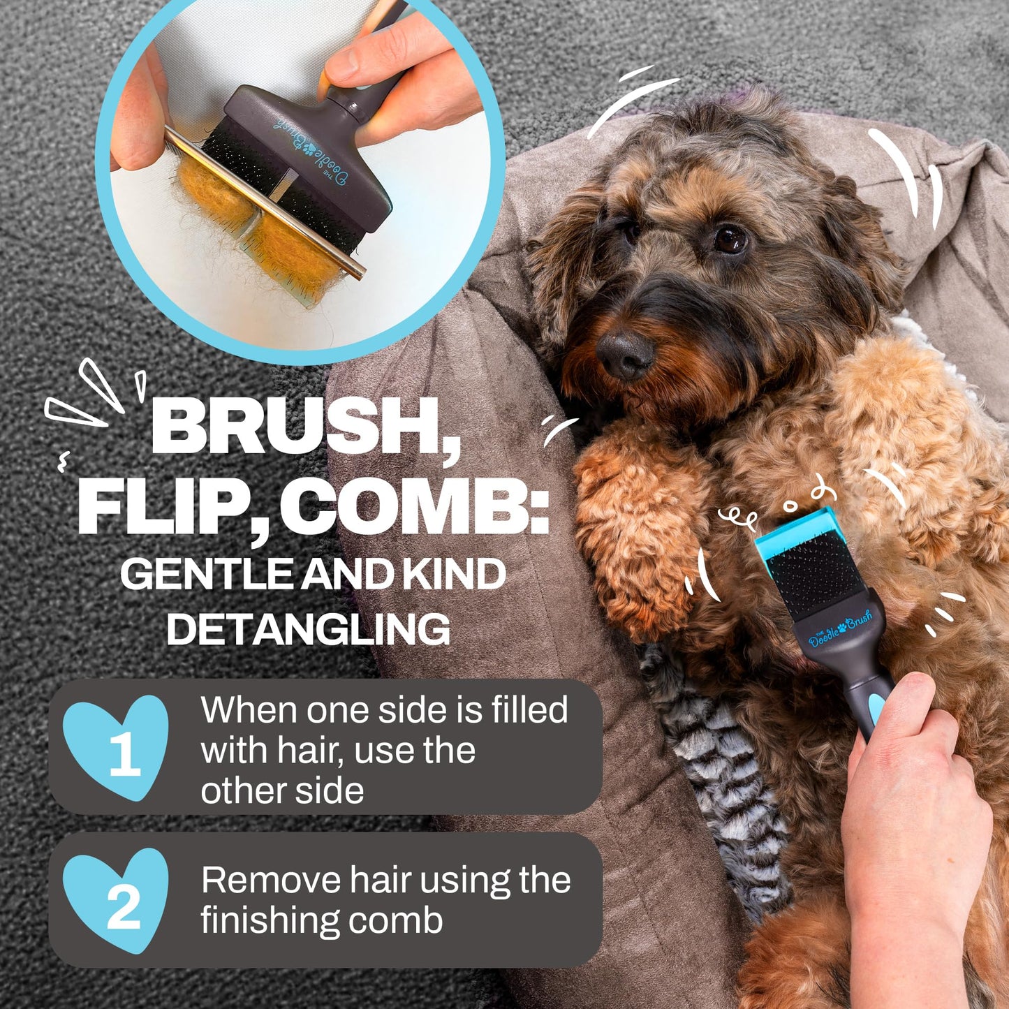 The Doodle Brush - Slicker Dog Brush, Slicker Brush Dog, Dog Brush For Cockapoo, Goldendoodle, Poodle Dog Brush, Dog Detangler Brush, Dog Slicker Brush, Dog Brush For Long Haired Dogs (Single Head)