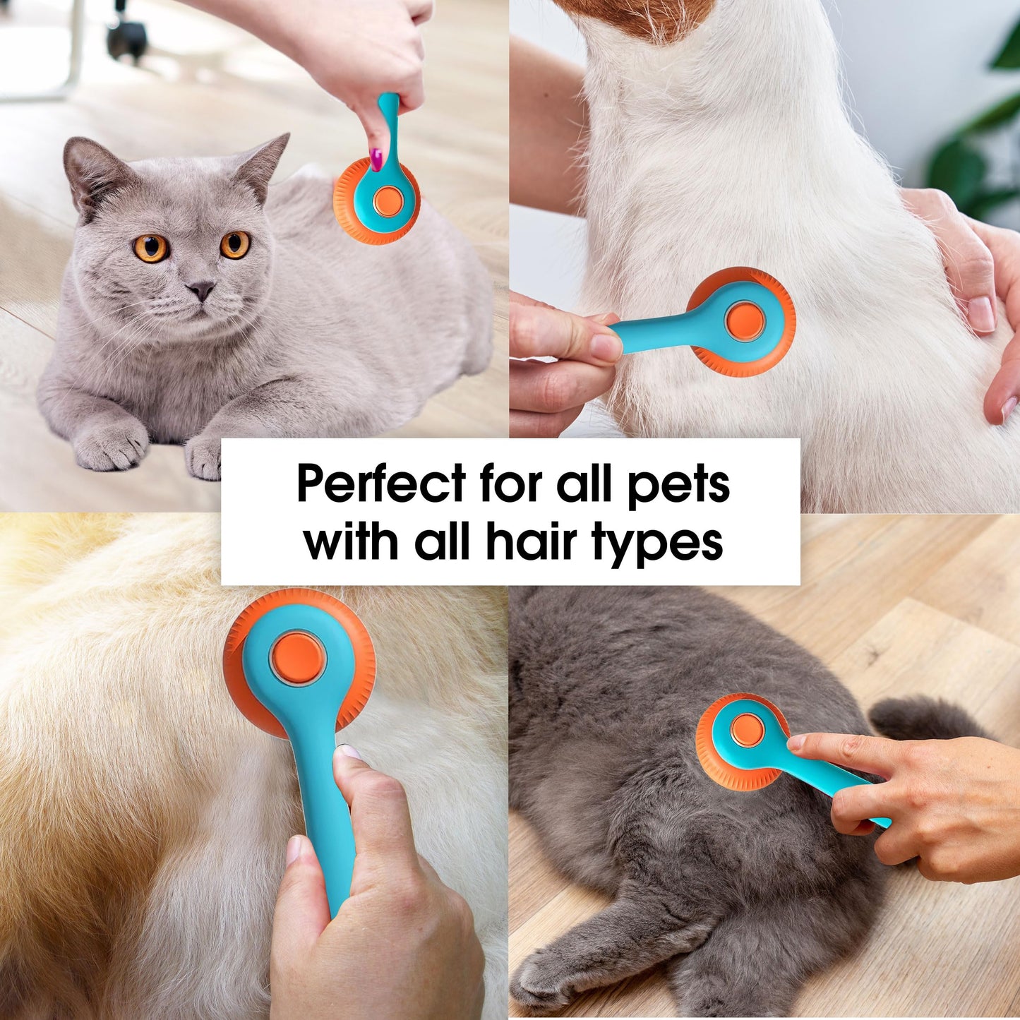 Revolex Cat Dog Brush for Grooming, Slicker Dog Brush for Shedding, Self-Cleaning Comb for Short and Long Haired Cats/Dogs Tangled Deshedding Hair Remover Tool, Pet Hair Brush with Button
