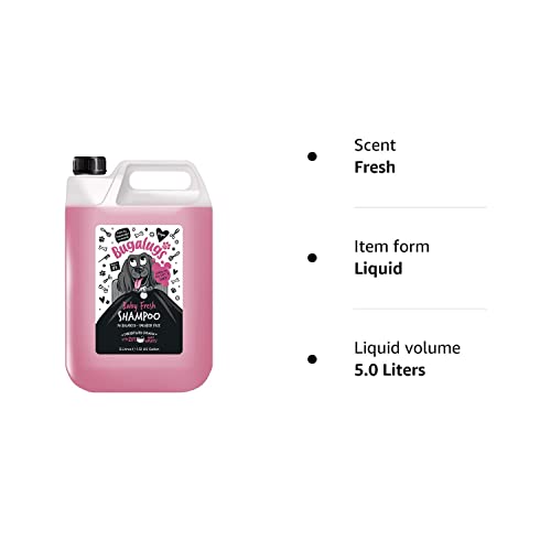 BUGALUGS Baby Fresh Dog Shampoo 500ml dog grooming shampoo products for smelly dogs with baby powder scent, best puppy shampoo baby fresh, shampoo conditioner, Vegan pet shampoo professional
