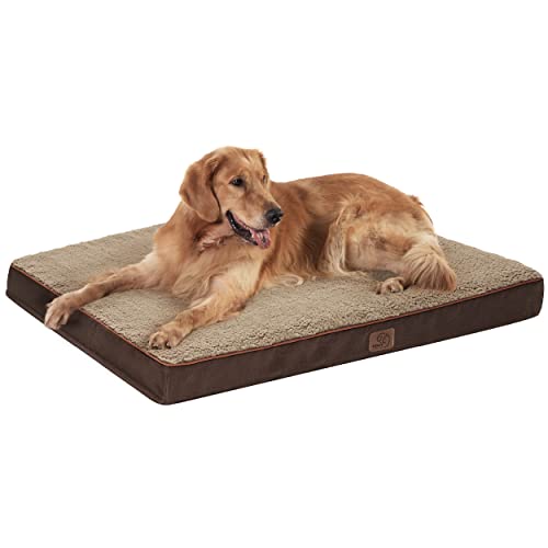 Bedsure Large Dog Bed Washable - Orthopedic Dog Bed and Mattress Mat for Dog Crate with Removable Plush Sherpa Cover, Gifts for Dog