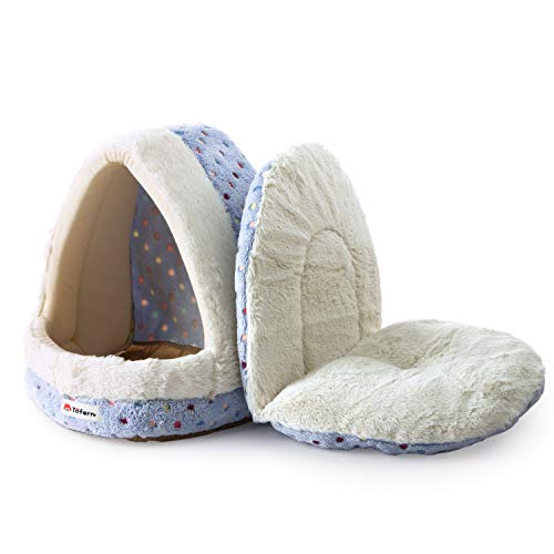 Tofern Cat Bed Small Dog Bed Pet Cave Bed For Puppy Kitten Rabbit Cute Fleece Igloo House for Small Dogs Indoor Cats Non-Slip Warm Washable Tent House