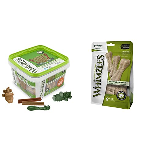 WHIMZEES By Wellness Variety Box, Mixed Shapes, Natural and Grain-Free Dog Chews, Dog Dental Sticks for Medium Breeds