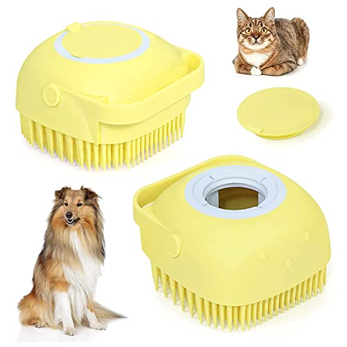 Dog Cat Bath Brush Soft Silicone Dog Rubber Bathing Brush Pet Grooming Shampoo Dispenser Brushes Puppy Cats Shower Hair Fur Grooming Cleaning Scrubber for Short Haired Dogs Cats Shower