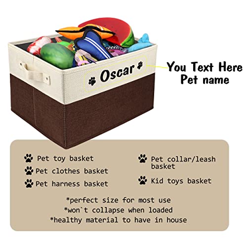 PET ARTIST Personalized Dog Toy Bin for Dog Toys Accessories - Foldable Dog Toy Basket Storage Box for Pet Toys,Dog Coat