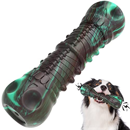 HETOO Dog Toys, Indestructible Tough Squeaky Dog Chew Toy For Aggressive Chewers Large Medium Breed Dog Toothbrush Dental Care