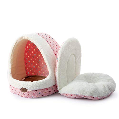 Tofern Cat Bed Small Dog Bed Pet Cave Bed For Puppy Kitten Rabbit Cute Fleece Igloo House for Small Dogs Indoor Cats Non-Slip Warm Washable Tent House