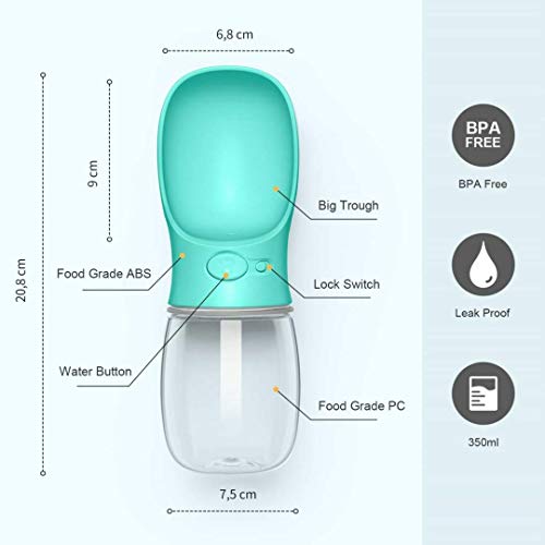COTOP Portable Dog Water Bottle, 350/550ml Dog Walking Travel Bottle Puppy Water Leak Proof Drinking Dispenser Food Grade Dog Hot Water Drink Bottle , Pet Outdoor Drinking Cup Dog Gift
