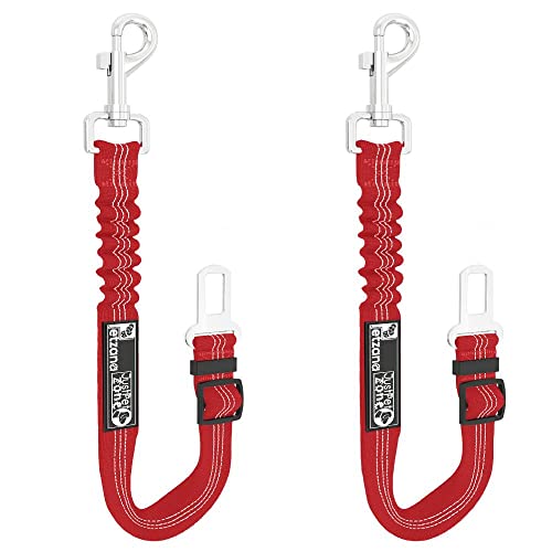 Dog Seat Belts for Cars UK, 2 Pack Premium Car Seat Belt for Dogs Cats Pets, Adjustable Safety Heavy Duty Elastic Lead Harness for Cars with Elastic Nylon Bungee Buffer