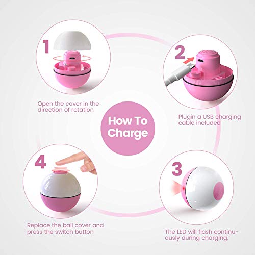 Iokheira Interactive Cat Toys Ball (4th Gen) Wicked Ball for Indoor Cats Adult, Auto 360° Self-Rotating & USB Rechargeable with LED Red Light Toy for Cat Kitten