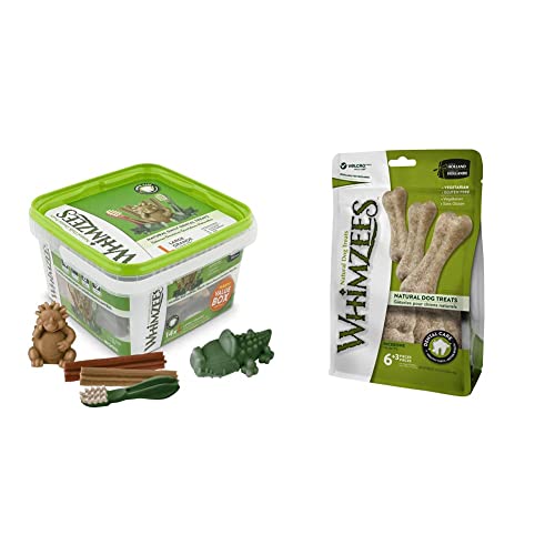 WHIMZEES By Wellness Variety Box, Mixed Shapes, Natural and Grain-Free Dog Chews, Dog Dental Sticks for Medium Breeds