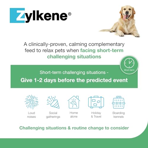 Zylkene Calming Supplements for Cats & Dogs up to 10kg 75mg | Promotes Relaxation | Helps Pets cope with Short-Term challenging situations: Loud Noises | Easily Administered | Capsules
