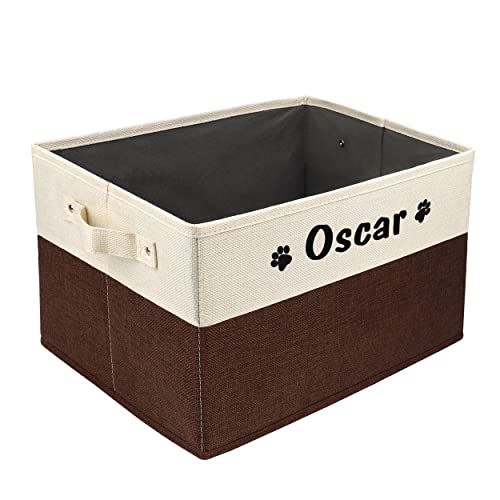 PET ARTIST Personalized Dog Toy Bin for Dog Toys Accessories - Foldable Dog Toy Basket Storage Box for Pet Toys,Dog Coat
