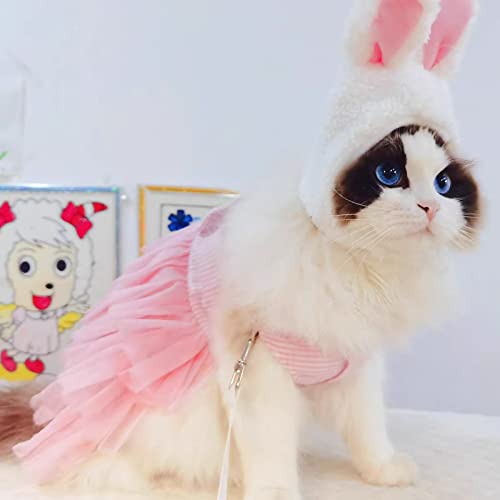 VANVENE Pet Dog Dresses for Small Dogs, Puppy Kitten Bowknot Striped Mesh Vest Tutu Princess Fancy Dress Skirt Apparel Supplies for Pomeranian Chihuahua Small Breed Dogs Cats Doggy