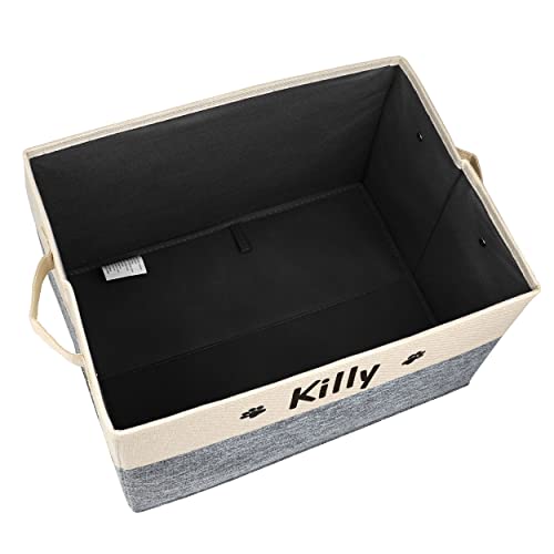 PET ARTIST Personalized Dog Toy Bin for Dog Toys Accessories - Foldable Dog Toy Basket Storage Box for Pet Toys,Dog Coat
