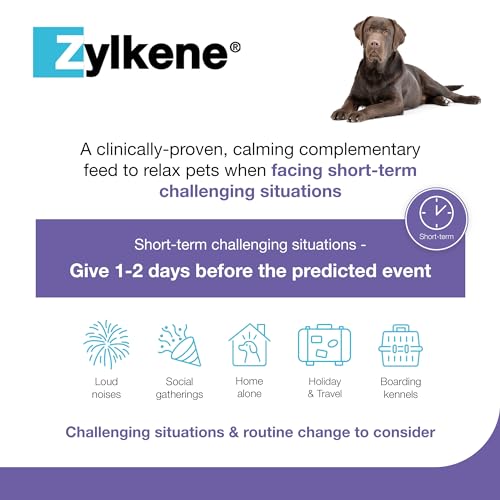 Zylkene Calming Supplements for Cats & Dogs up to 10kg 75mg | Promotes Relaxation | Helps Pets cope with Short-Term challenging situations: Loud Noises | Easily Administered | Capsules