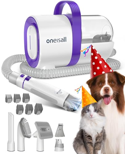 oneisall Dog Grooming Vacuum Kit,Dog Clippers, Suction 99% Pet Hair,Professional Dog Vacuum Groomer with 7 Pet Grooming Tools for Shedding Thick & Thin Dogs Cats Pet Hair