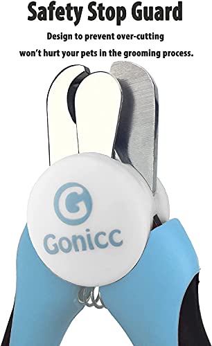 Gonicc Dog & Cat Pets Nail Clippers and Trimmers - with Safety Guard to Avoid Over Cutting, Free Nail File, Razor Sharp Blade - for Large and Small Animals.