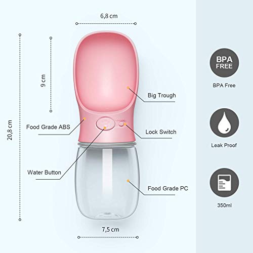 COTOP Portable Dog Water Bottle, 350/550ml Dog Walking Travel Bottle Puppy Water Leak Proof Drinking Dispenser Food Grade Dog Hot Water Drink Bottle , Pet Outdoor Drinking Cup Dog Gift