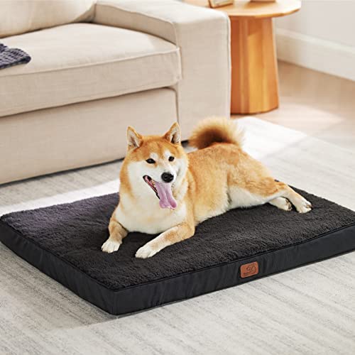 Bedsure Large Dog Bed Washable - Orthopedic Dog Bed and Mattress Mat for Dog Crate with Removable Plush Sherpa Cover, Gifts for Dog
