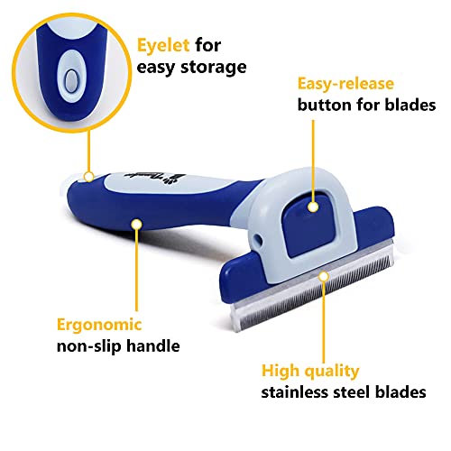 Thunderpaws Best Professional Deshedding Tool and Pet Grooming Brush – D-Shedz for Small, Medium and Large Breeds of Dogs and Cats with Short or Long Hair