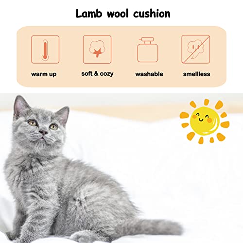 Bonlife Winter Felt Small Cat House Indoor,Foldable Pets Bed Cave Kennel with Two Move Cushion,Dog Bed Warm Comfortable