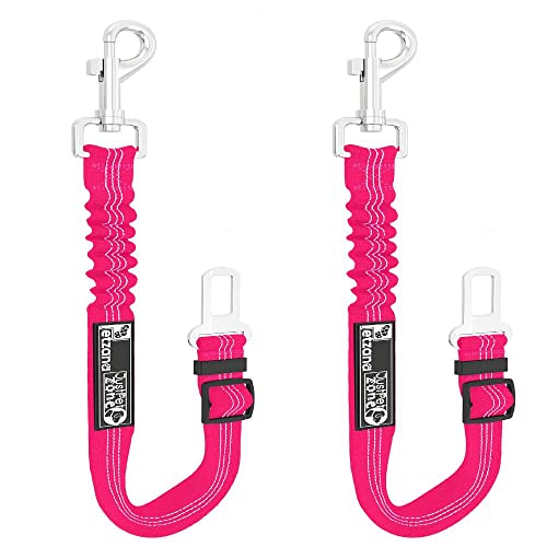Dog Seat Belts for Cars UK, 2 Pack Premium Car Seat Belt for Dogs Cats Pets, Adjustable Safety Heavy Duty Elastic Lead Harness for Cars with Elastic Nylon Bungee Buffer