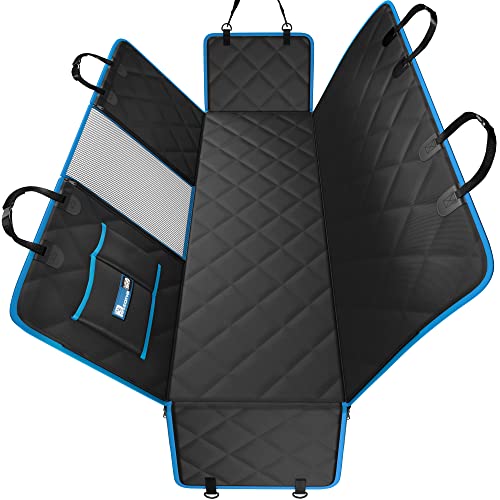 Dog Hammock for Car Back seat with Mesh Visual Window, Side Flaps with Zipper, Padded 4 Layers Waterproof Heavy Duty Dog Hammock with Storage Bag, Scratch Proof Nonslip Pet Car Seat Cover