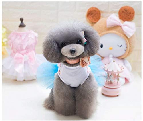 Izefia Dog Dress Puppy Skirt Dog Princess Dresses Rdc Pet Tutu Flower and Sequin Dot Wedding Lace Dress Luxury Bow Dress for Small Dog Girl