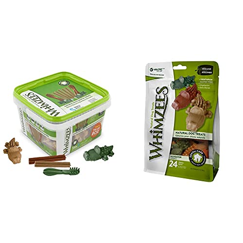 WHIMZEES By Wellness Variety Box, Mixed Shapes, Natural and Grain-Free Dog Chews, Dog Dental Sticks for Medium Breeds