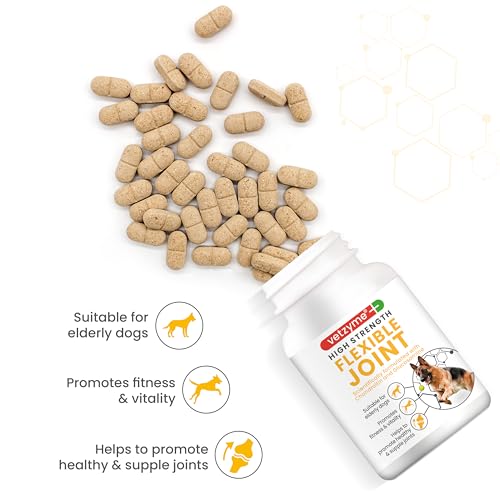 Vetzyme | High Strength Flexible Joint Supplements for Senior Dogs | Hip & Joint Care Tablets | Tasty Chicken Treats with Glucosamine & Omega 3, 90 Count
