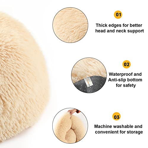Vanansa Small Cat Bed for Indoor Cats, Self-Warming Donut kitty beds for Small Cats Improving Sleep and Keeping Warm, Washable Pet bed with Anti Slip Base