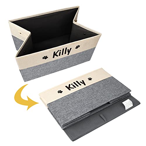 PET ARTIST Personalized Dog Toy Bin for Dog Toys Accessories - Foldable Dog Toy Basket Storage Box for Pet Toys,Dog Coat