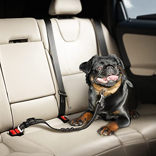 Dog Seat Belts for Cars UK, 2 Pack Premium Car Seat Belt for Dogs Cats Pets, Adjustable Safety Heavy Duty Elastic Lead Harness for Cars with Elastic Nylon Bungee Buffer